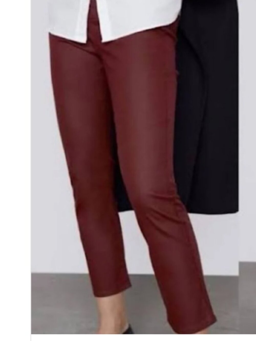 ZARA High Rise Slim Burgundy Coated Jean 8